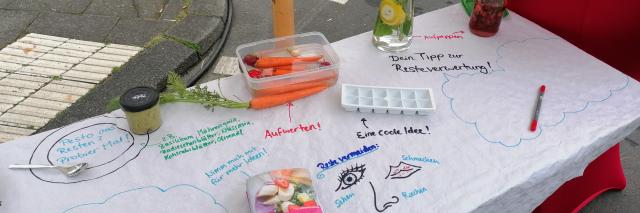 Aktionsstand beim Strassenland Köln mit Resteverwertungstipps